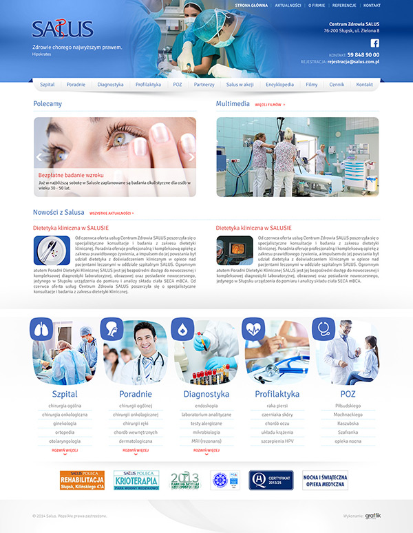 Klinika Salus Słupsk - rozbudowana strona internetowa z wersją mobilną